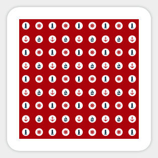 Red and Navy Blue Nautical Red Dots Sticker